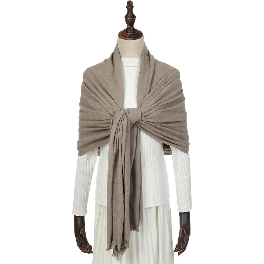 Swat Pany Scarf For Women Winter Pashmina Shawls For Women Wedding Shawls-Khaki - Picture 4 of 7